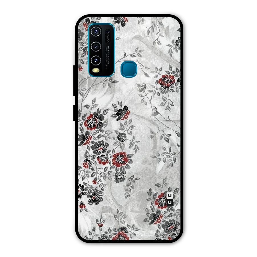 Pleasing Grey Floral Metal Back Case for Vivo Y50