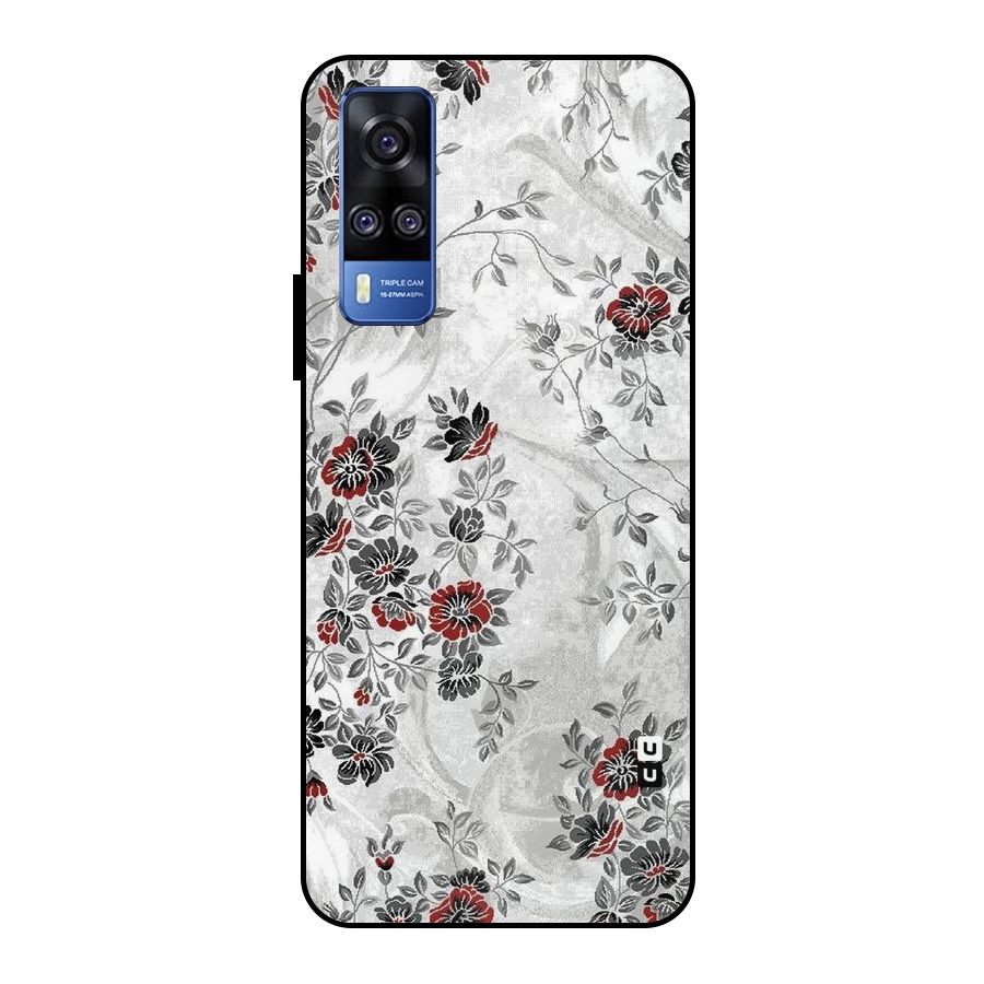 Pleasing Grey Floral Metal Back Case for Vivo Y51