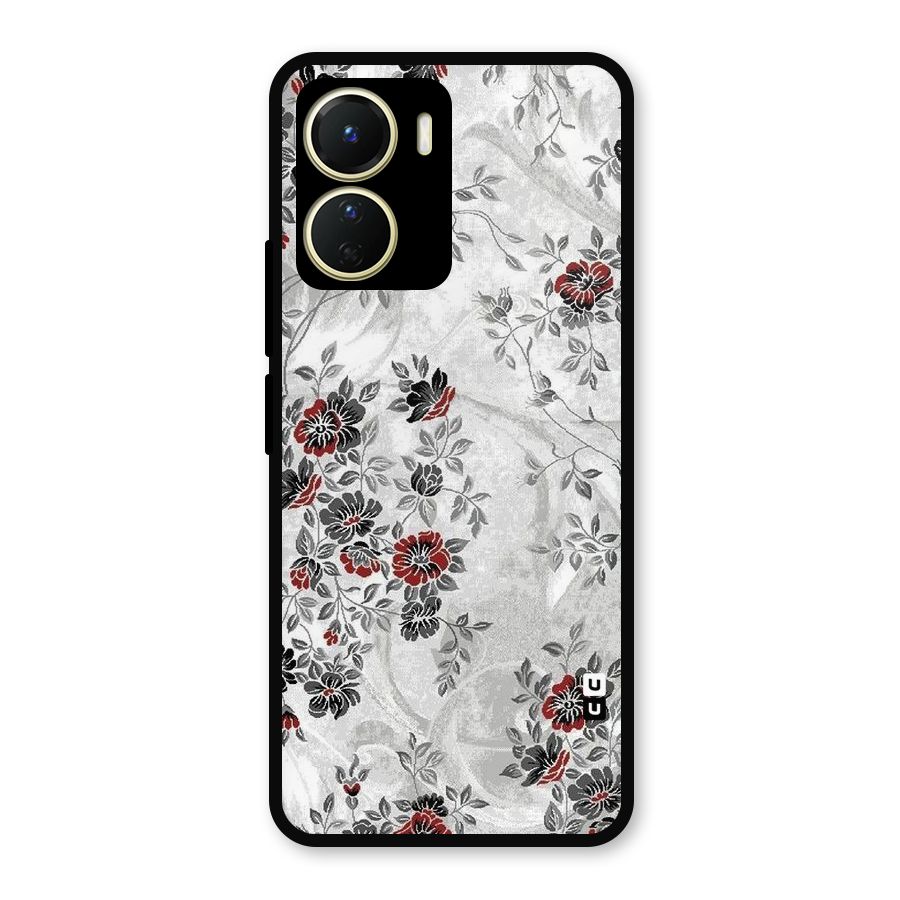 Pleasing Grey Floral Metal Back Case for Vivo Y56