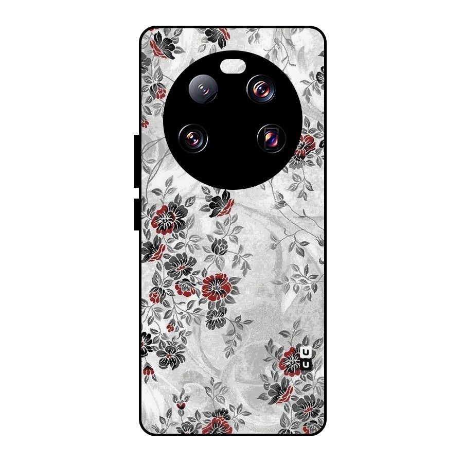 Pleasing Grey Floral Metal Back Case for Xiaomi 13 Ultra