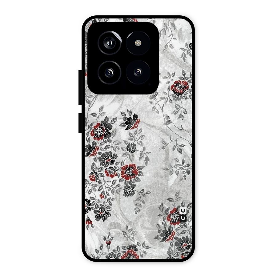 Pleasing Grey Floral Metal Back Case for Xiaomi 14
