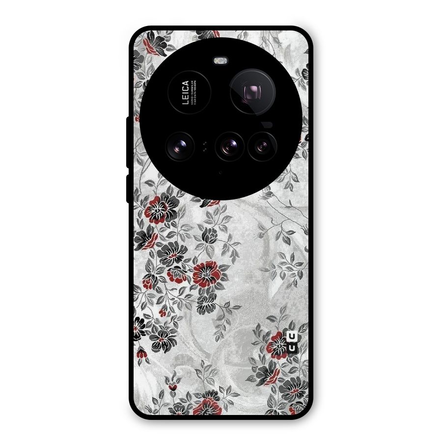 Pleasing Grey Floral Metal Back Case for Xiaomi 15 Ultra