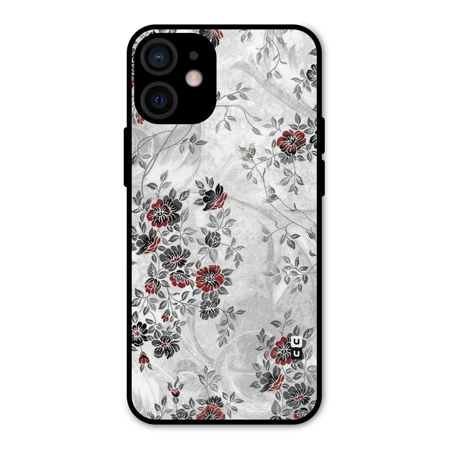 Pleasing Grey Floral Metal Back Case for iPhone 12 Mini