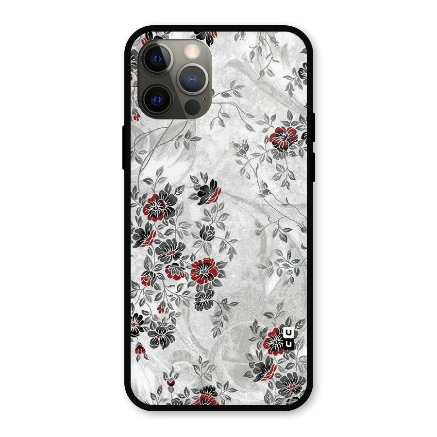 Pleasing Grey Floral Metal Back Case for iPhone 12 Pro
