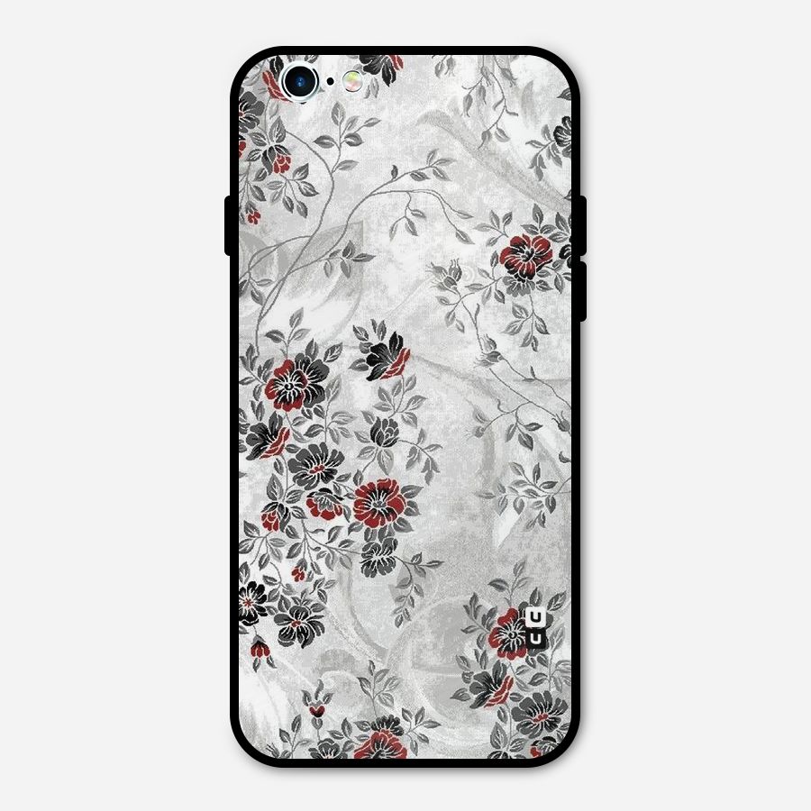 Pleasing Grey Floral Metal Back Case for iPhone 6 6s