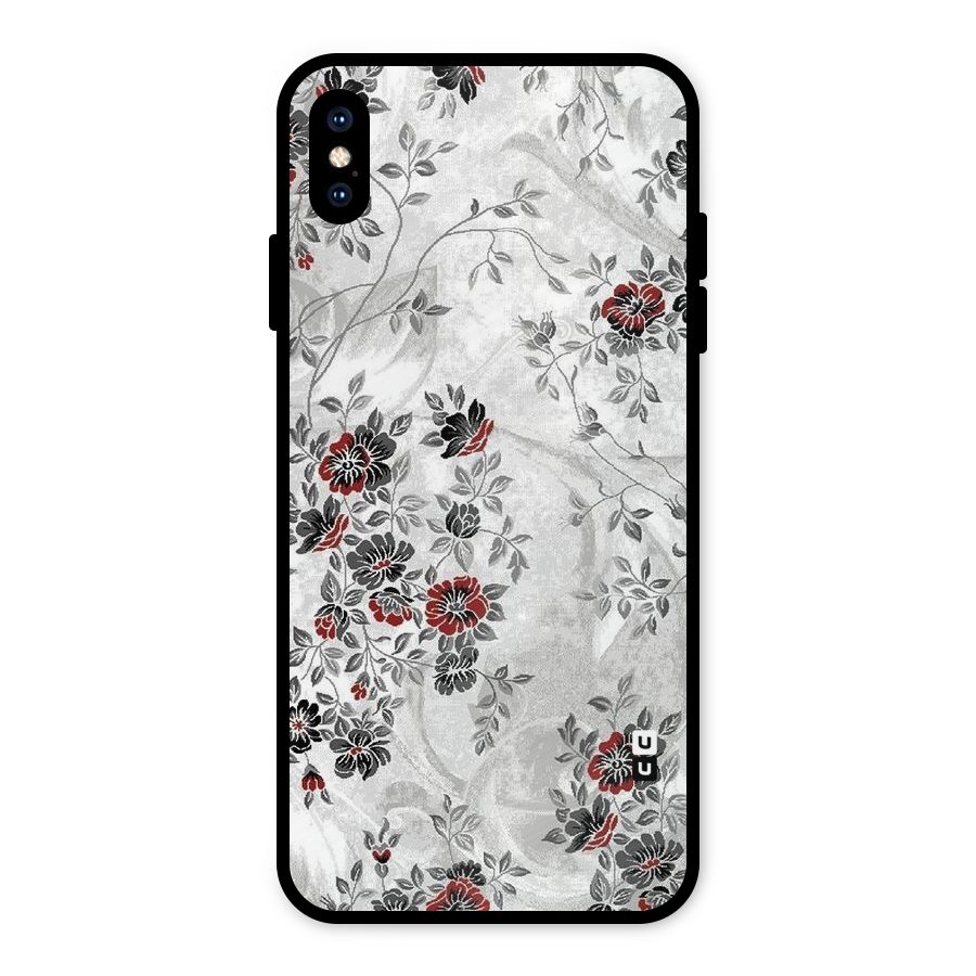 Pleasing Grey Floral Metal Back Case for iPhone XS Max