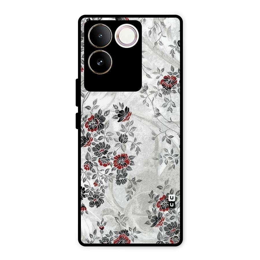 Pleasing Grey Floral Metal Back Case for iQOO Z7 Pro