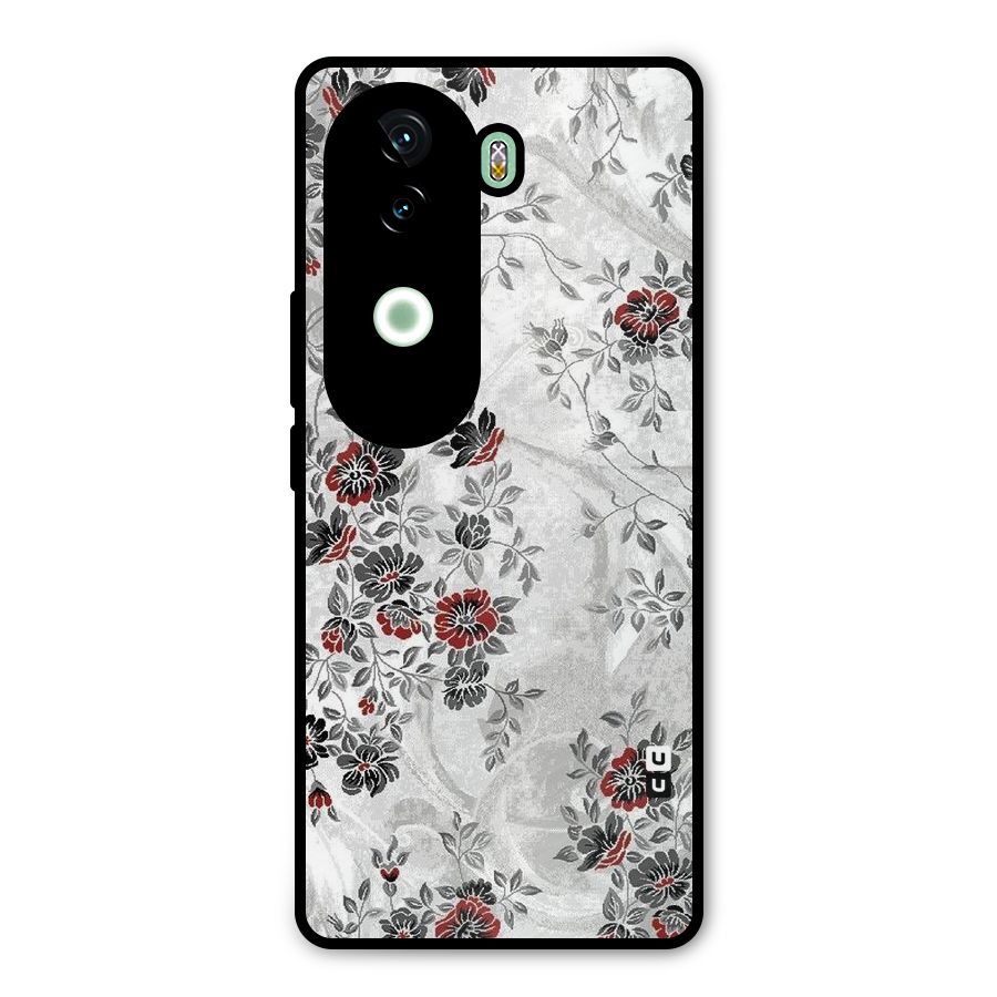 Pleasing Grey Floral Metal Back Case for iQOO Z9s