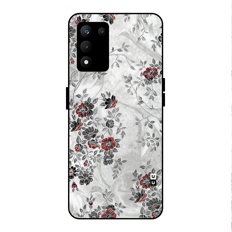Pleasing Grey Floral Metal Back Case for realme 9 5G SE