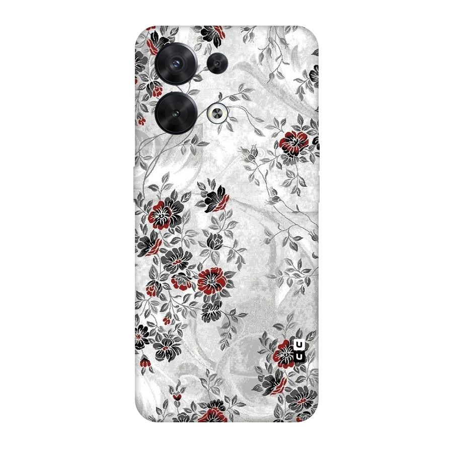 Pleasing Grey Floral Original Polycarbonate Back Case for Oppo Reno8 5G