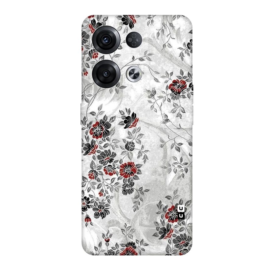 Pleasing Grey Floral Original Polycarbonate Back Case for Oppo Reno8 Pro 5G