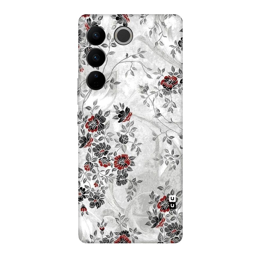 Pleasing Grey Floral Original Polycarbonate Back Case for Vivo V27
