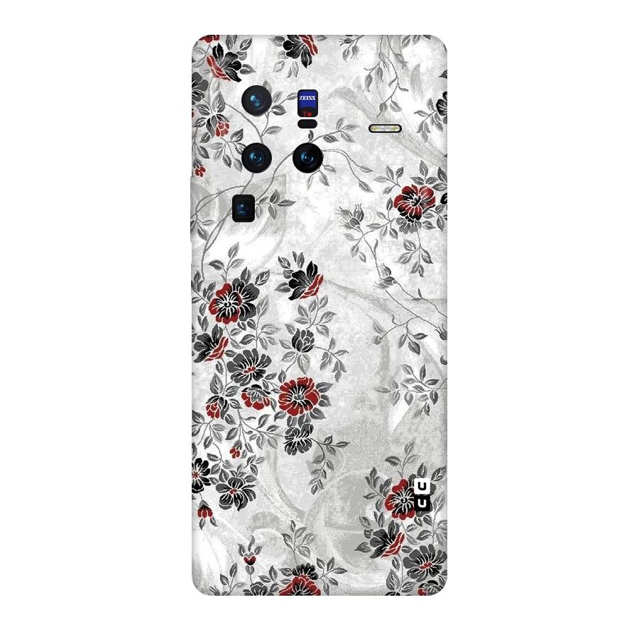 Pleasing Grey Floral Original Polycarbonate Back Case for Vivo X80