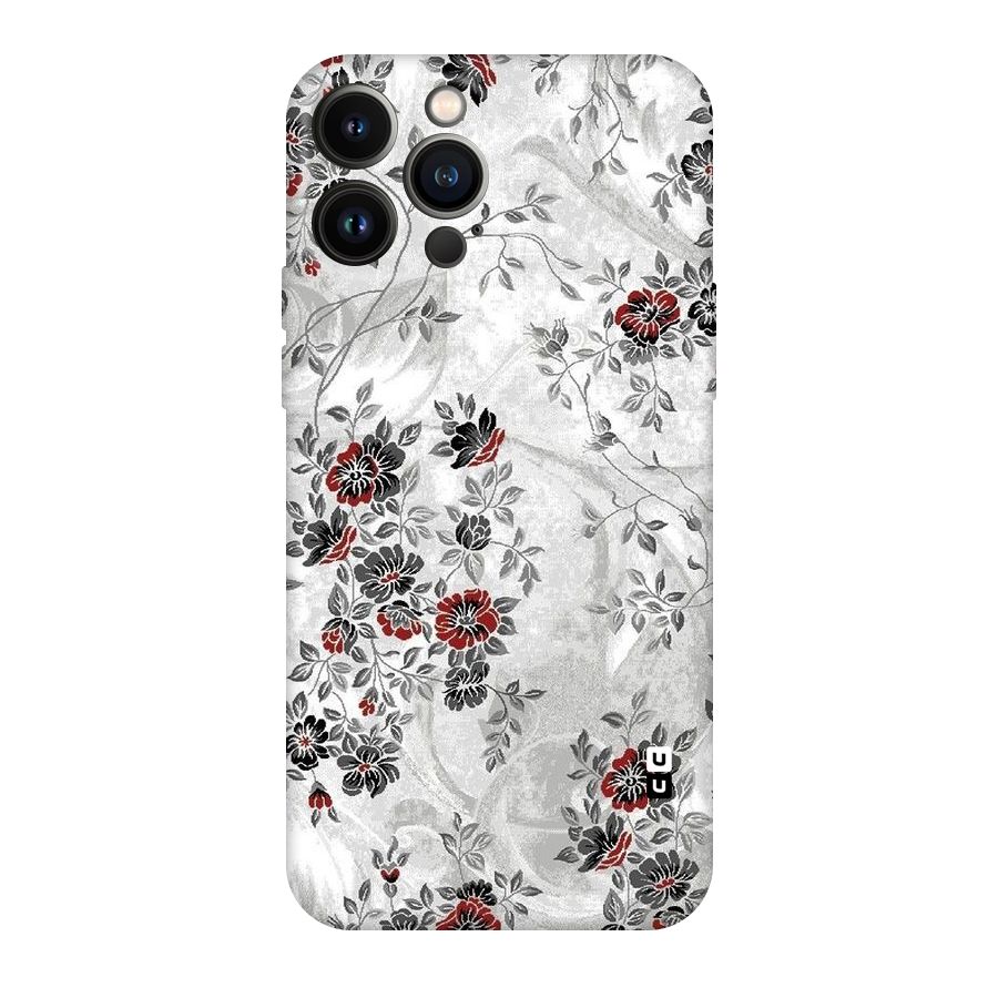 Pleasing Grey Floral Original Polycarbonate Back Case for iPhone 13 Pro Max