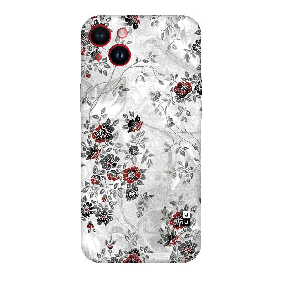 Pleasing Grey Floral Original Polycarbonate Back Case for iPhone 14 Plus