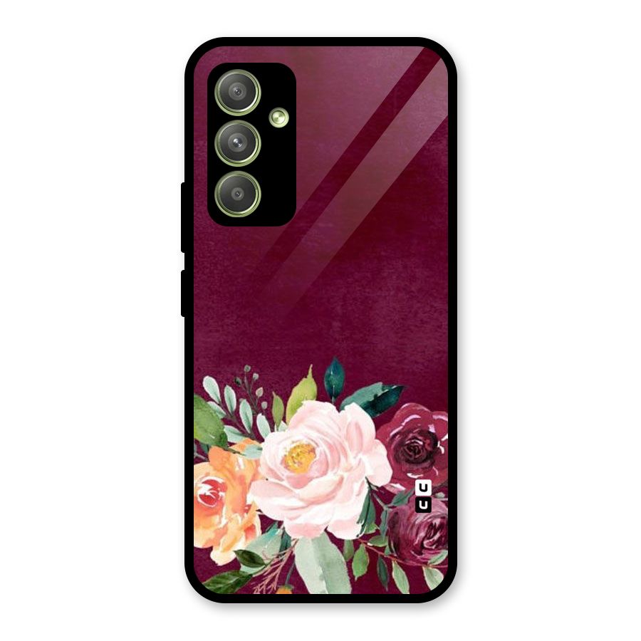 Plum Floral Design Glass Back Case for Galaxy A54