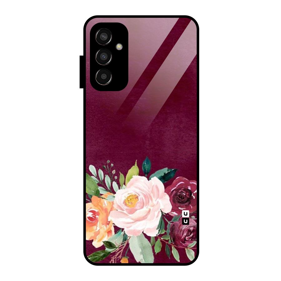 Plum Floral Design Glass Back Case for Galaxy F13