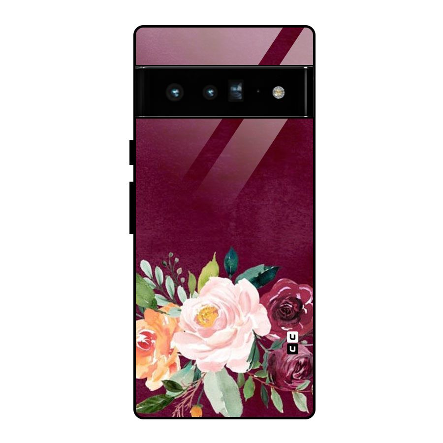 Plum Floral Design Glass Back Case for Google Pixel 6 Pro