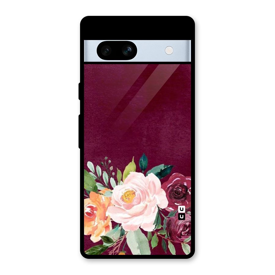 Plum Floral Design Glass Back Case for Google Pixel 7a