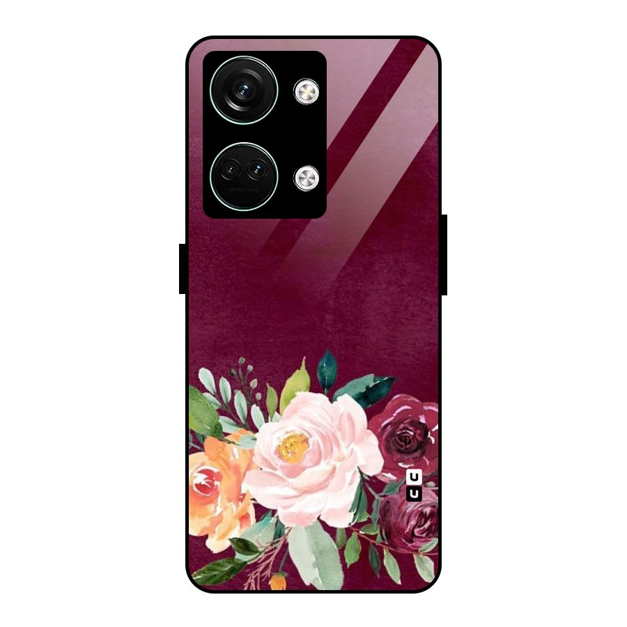 Plum Floral Design Glass Back Case for Oneplus Nord 3