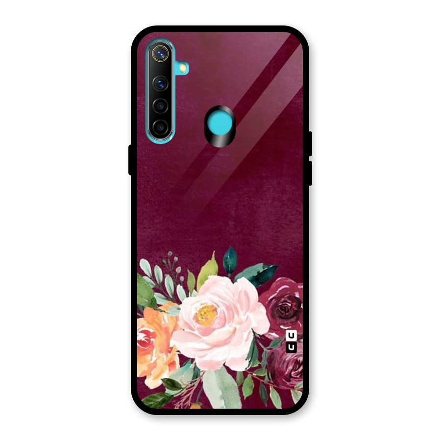 Plum Floral Design Glass Back Case for Realme Narzo 10