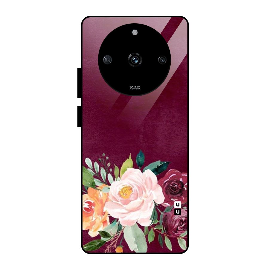 Plum Floral Design Glass Back Case for Realme Narzo 60 5G