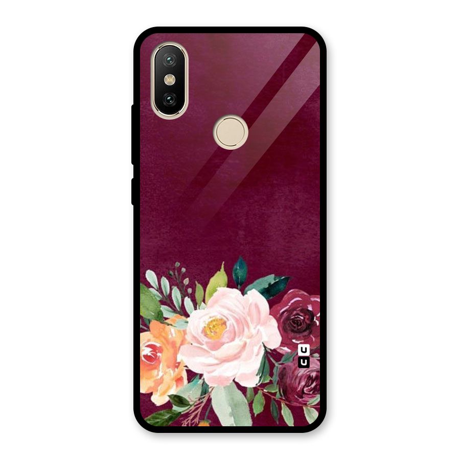 Plum Floral Design Glass Back Case for Redmi A2