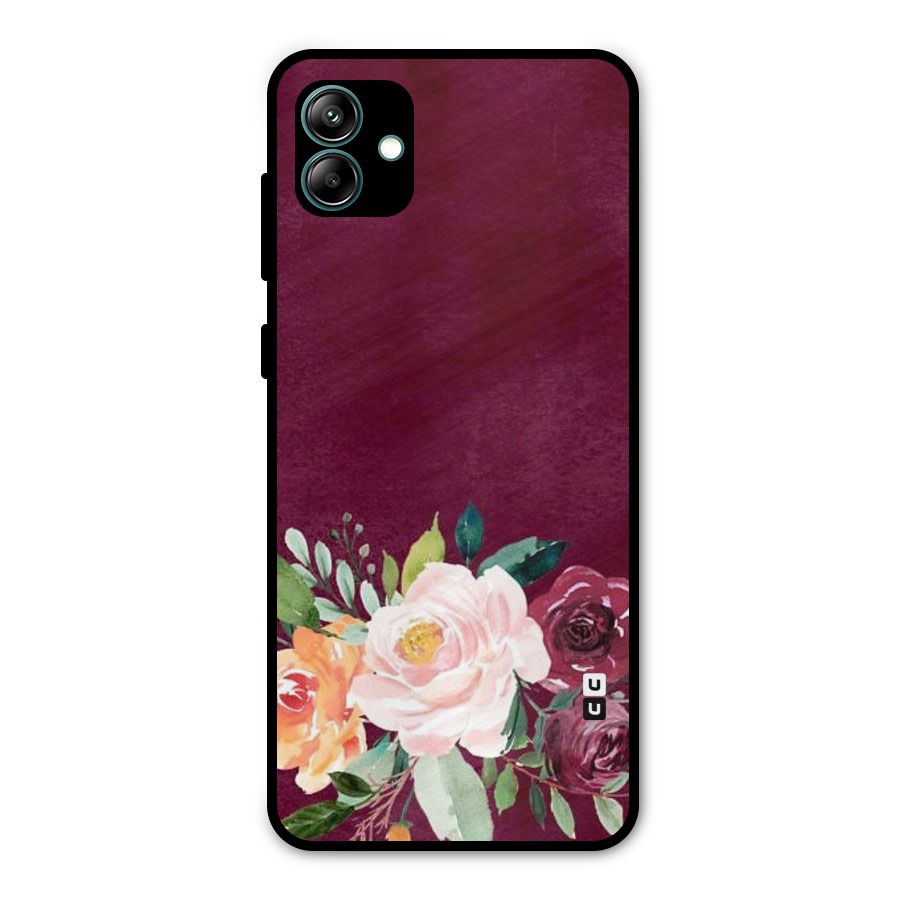 Plum Floral Design Metal Back Case for Galaxy A04