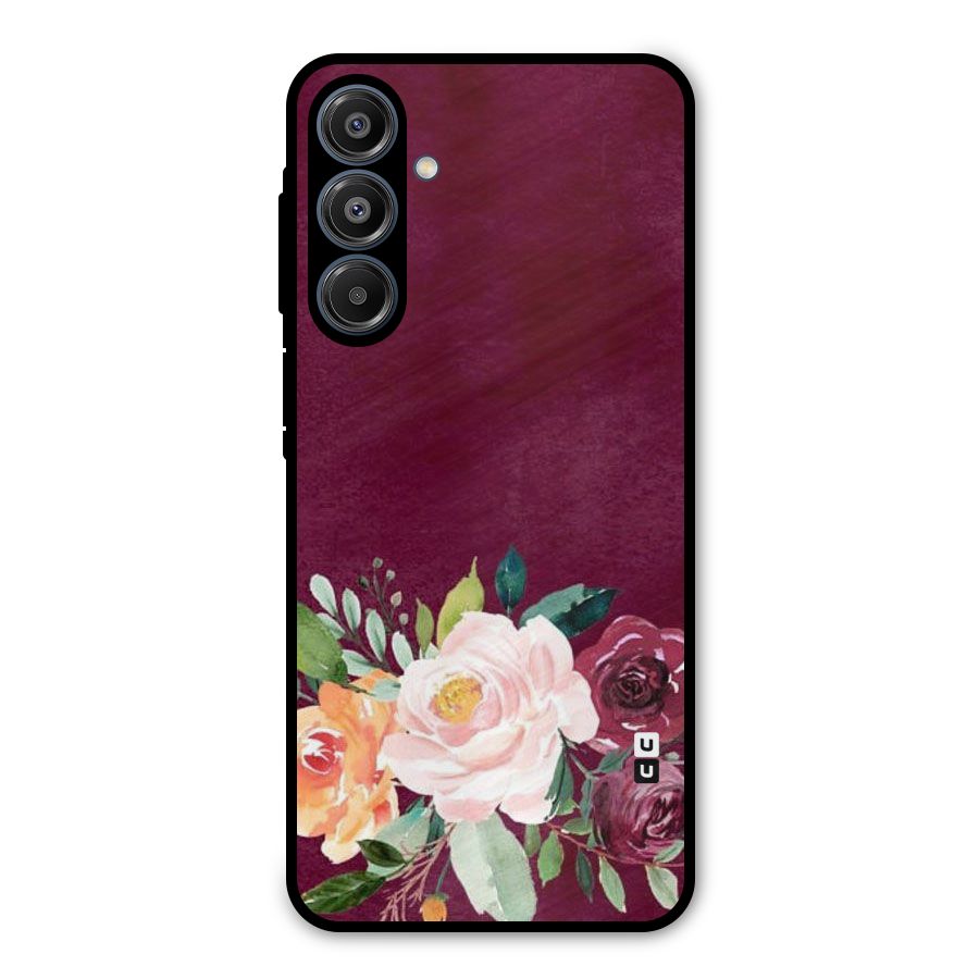 Plum Floral Design Metal Back Case for Galaxy A16 5G