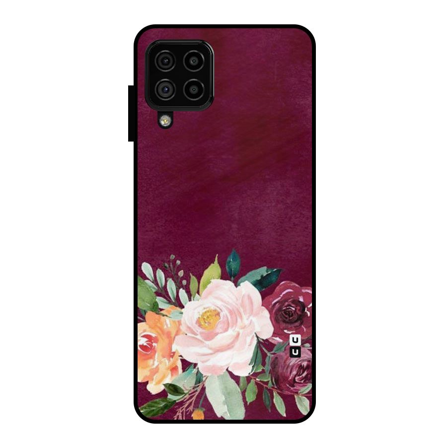 Plum Floral Design Metal Back Case for Galaxy A22 4G