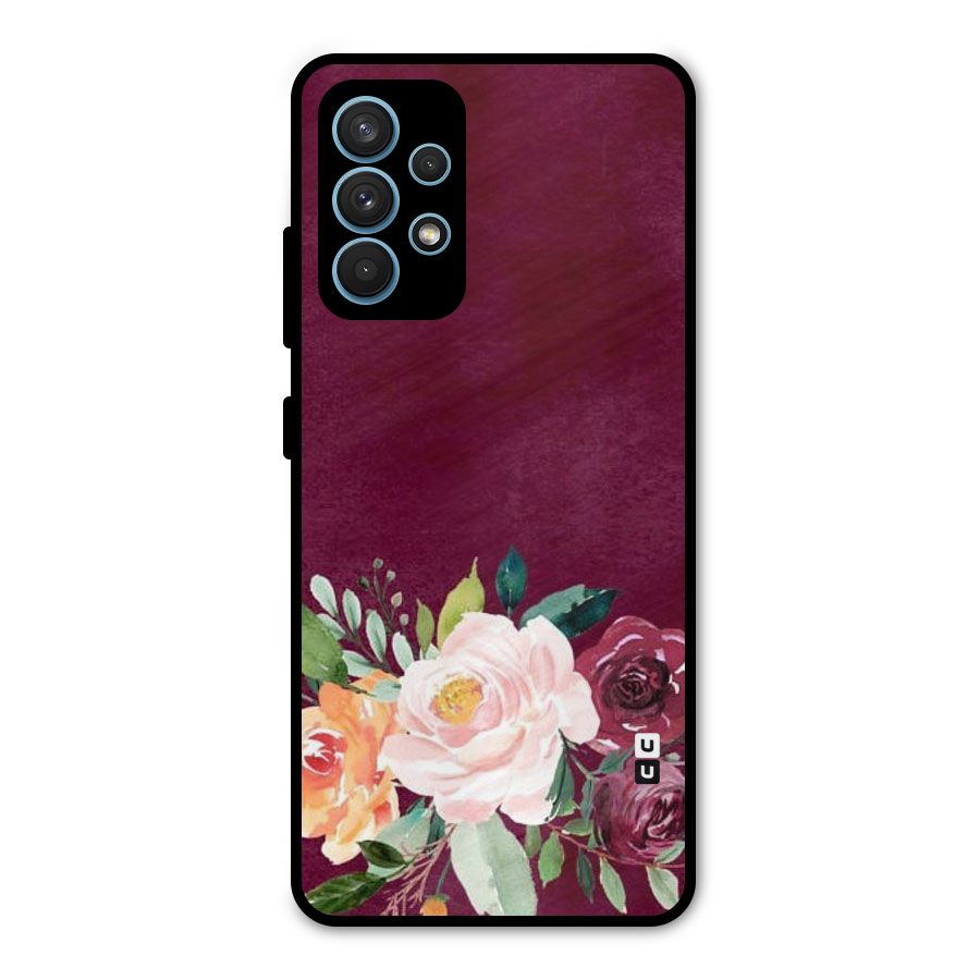 Plum Floral Design Metal Back Case for Galaxy A32