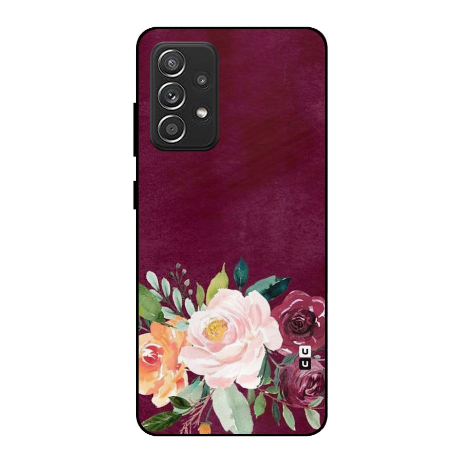Plum Floral Design Metal Back Case for Galaxy A52s 5G