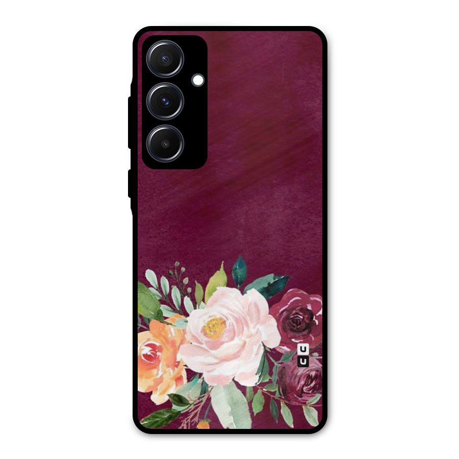 Plum Floral Design Metal Back Case for Galaxy A55