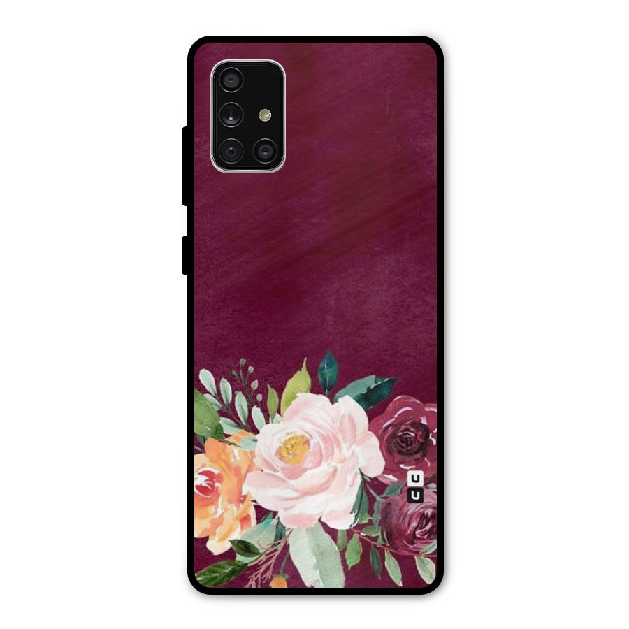 Plum Floral Design Metal Back Case for Galaxy A71