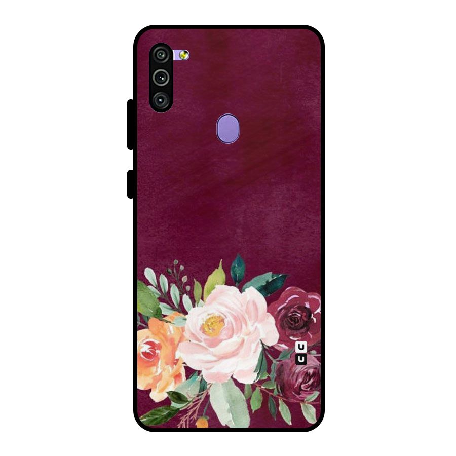 Plum Floral Design Metal Back Case for Galaxy M11