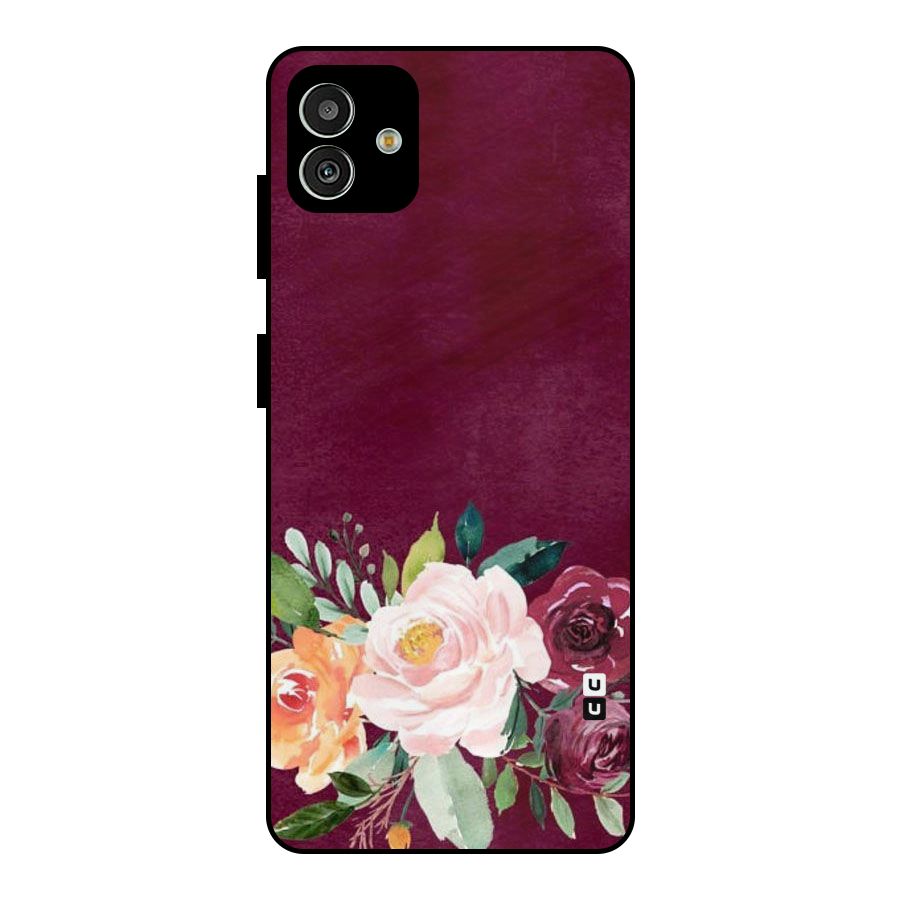 Plum Floral Design Metal Back Case for Galaxy M13 5G