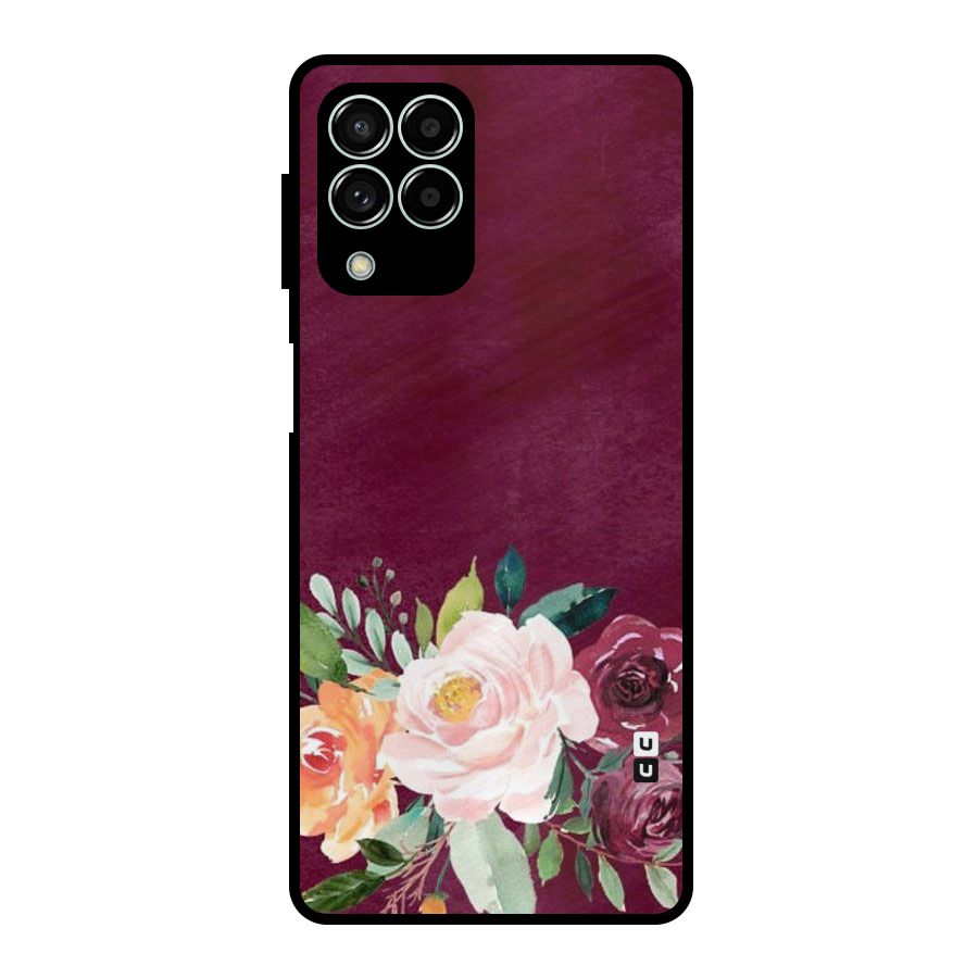 Plum Floral Design Metal Back Case for Galaxy M33