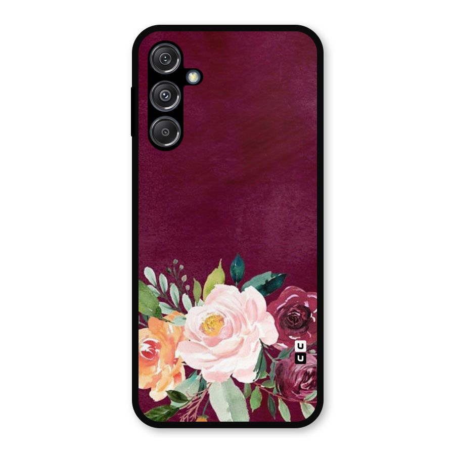 Plum Floral Design Metal Back Case for Galaxy M34 5G