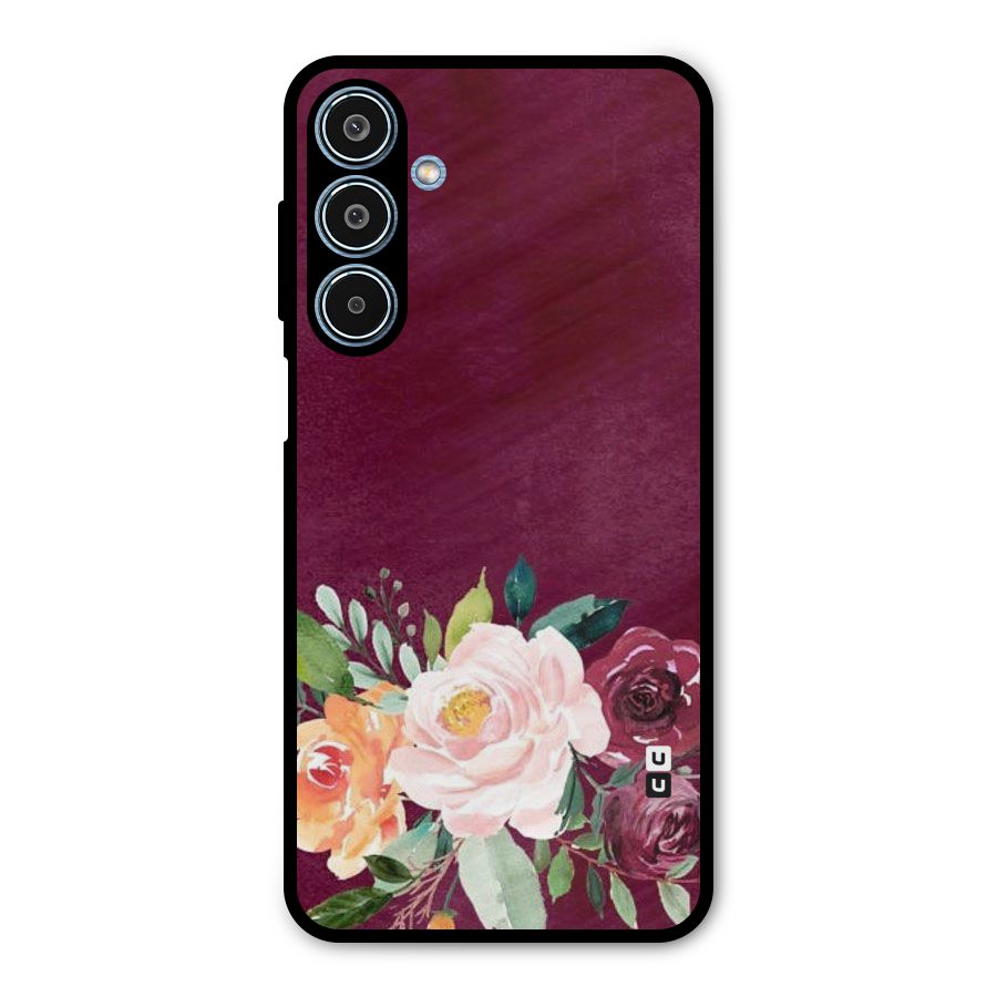 Plum Floral Design Metal Back Case for Galaxy M35