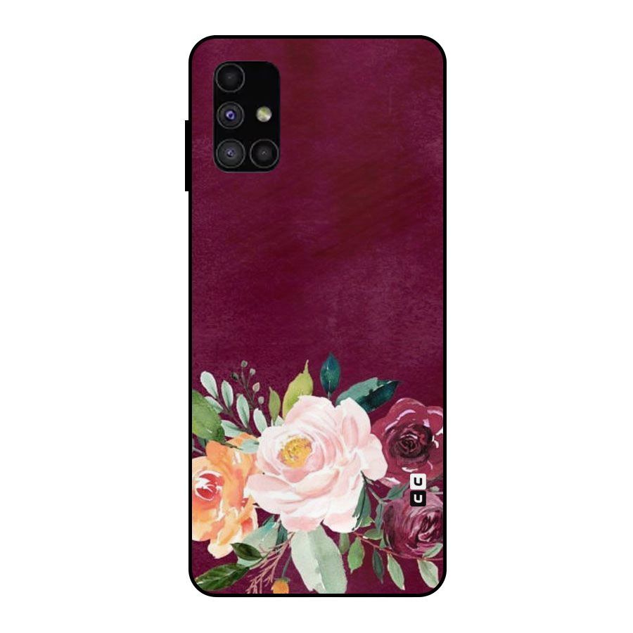 Plum Floral Design Metal Back Case for Galaxy M51