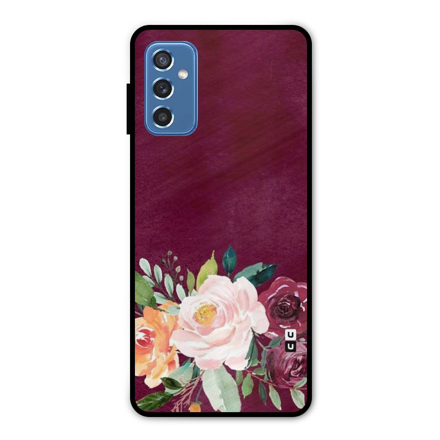 Plum Floral Design Metal Back Case for Galaxy M52 5G