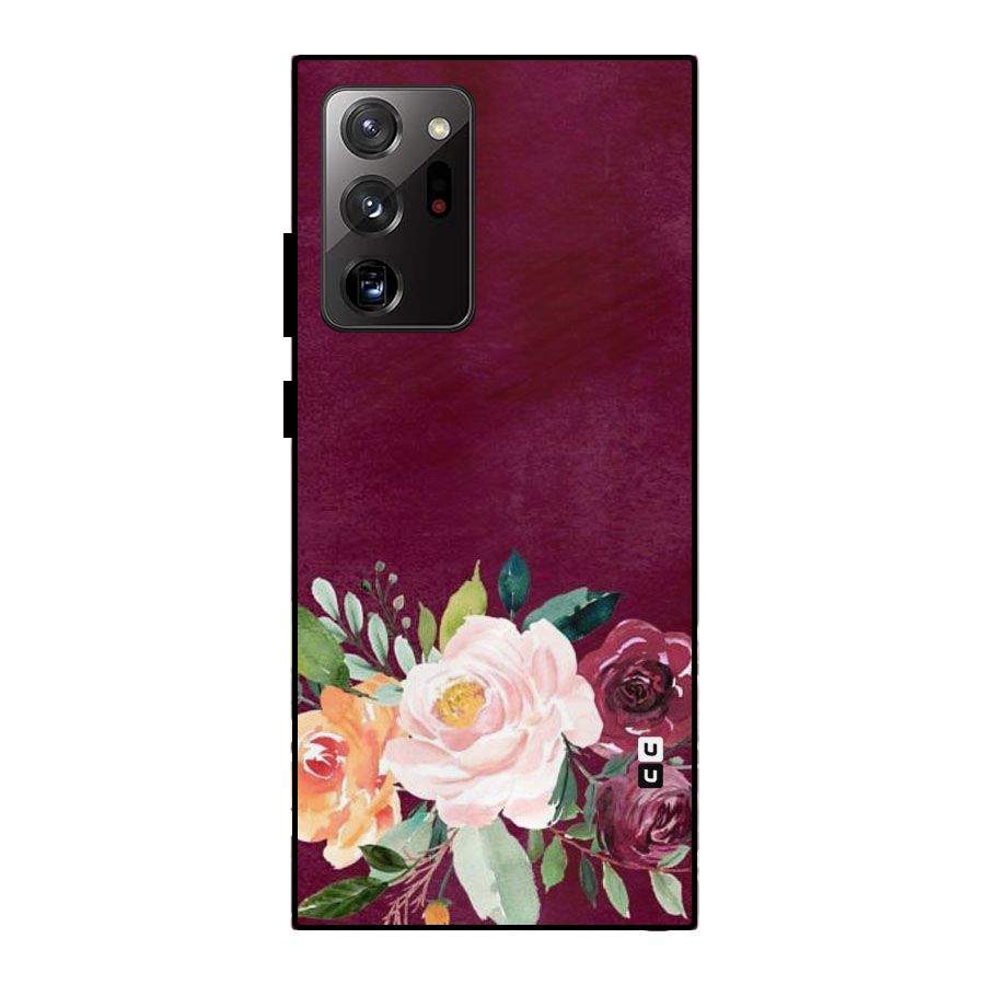 Plum Floral Design Metal Back Case for Galaxy Note 20 Ultra
