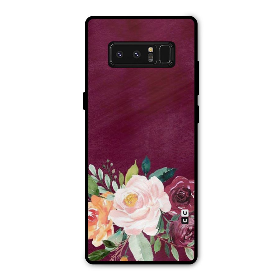 Plum Floral Design Metal Back Case for Galaxy Note 8