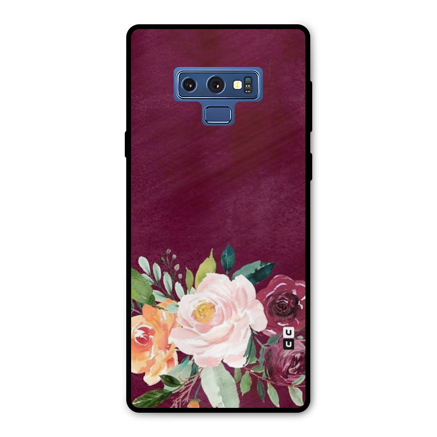Plum Floral Design Metal Back Case for Galaxy Note 9