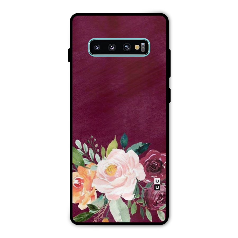 Plum Floral Design Metal Back Case for Galaxy S10 Plus