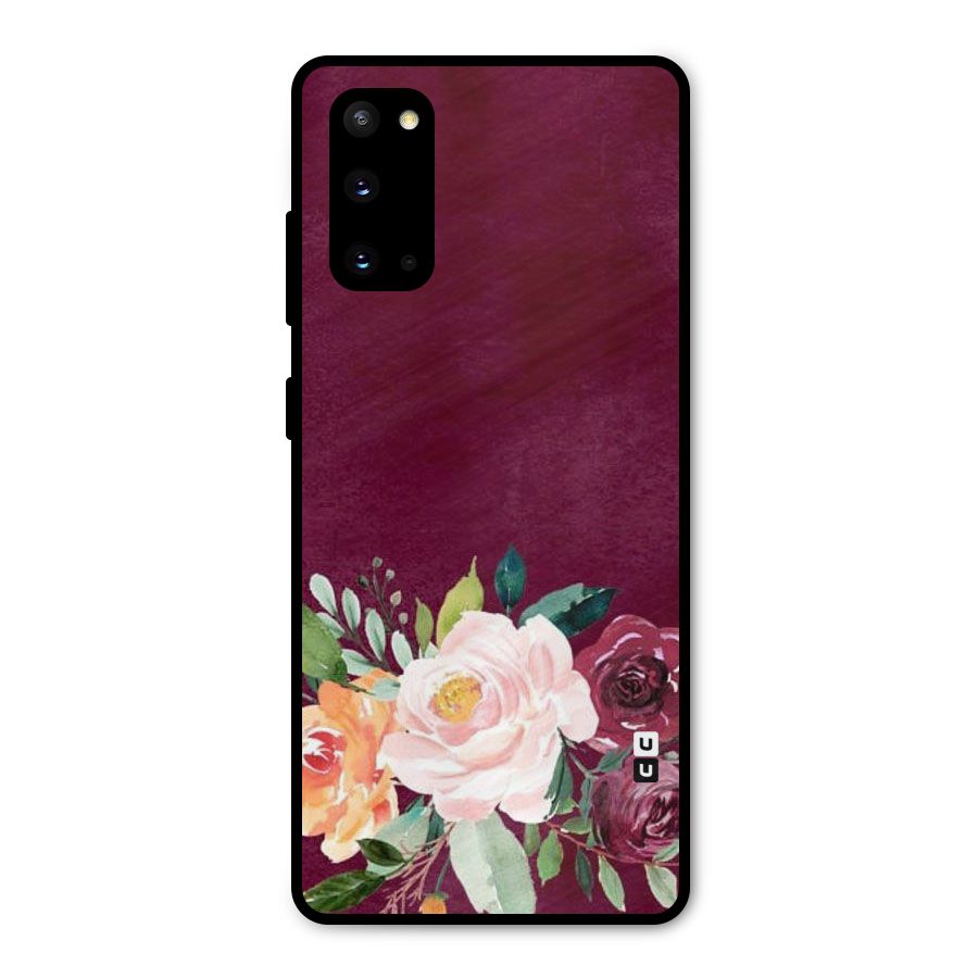 Plum Floral Design Metal Back Case for Galaxy S20