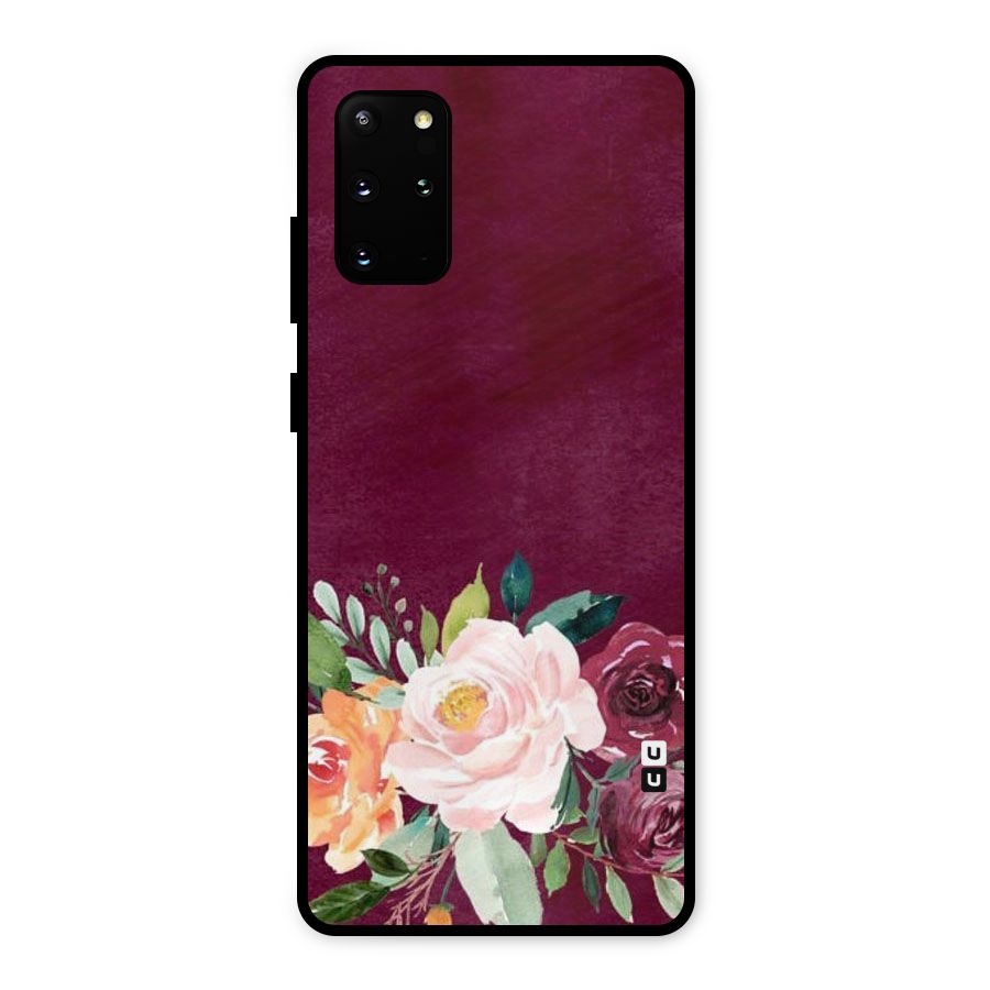Plum Floral Design Metal Back Case for Galaxy S20 Plus