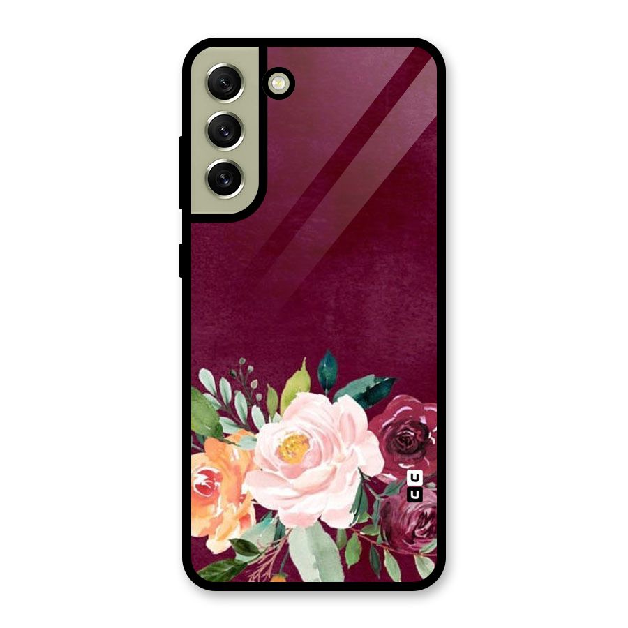Plum Floral Design Metal Back Case for Galaxy S21 FE 5G (2023)