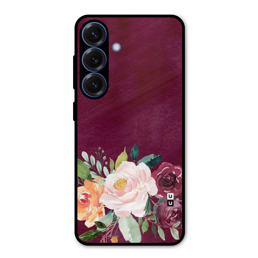 Plum Floral Design Metal Back Case for Galaxy S25