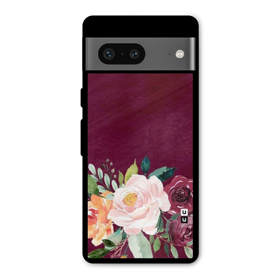 Plum Floral Design Metal Back Case for Google Pixel 7